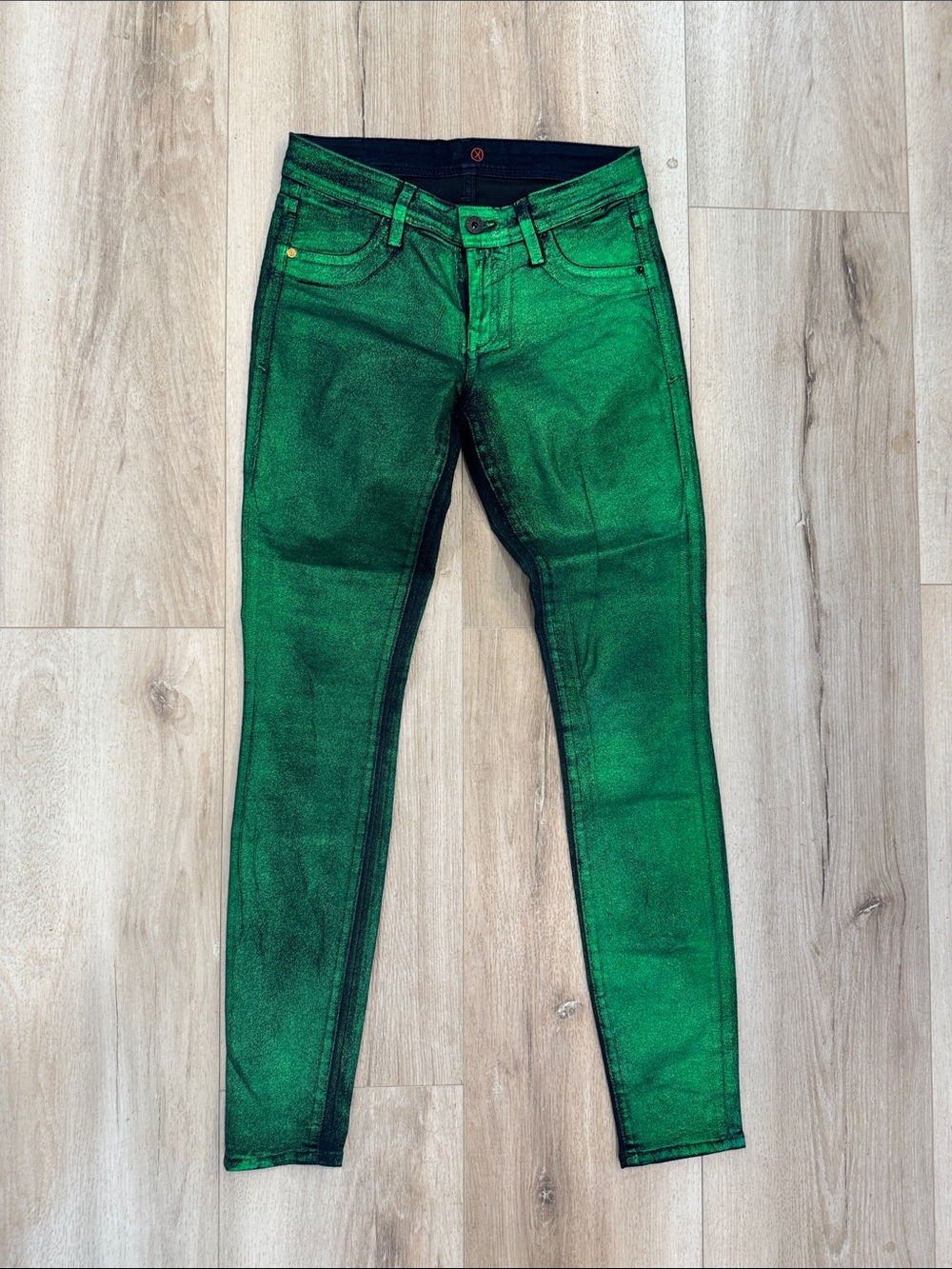 Sinclair Women's Metallic Green Slim Fit Jeans Made in USA